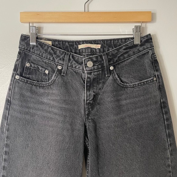 Levi's Premium Low Loose Jeans Women's Size 27 Black Wash Wide Leg Denim - Picture 3 of 15